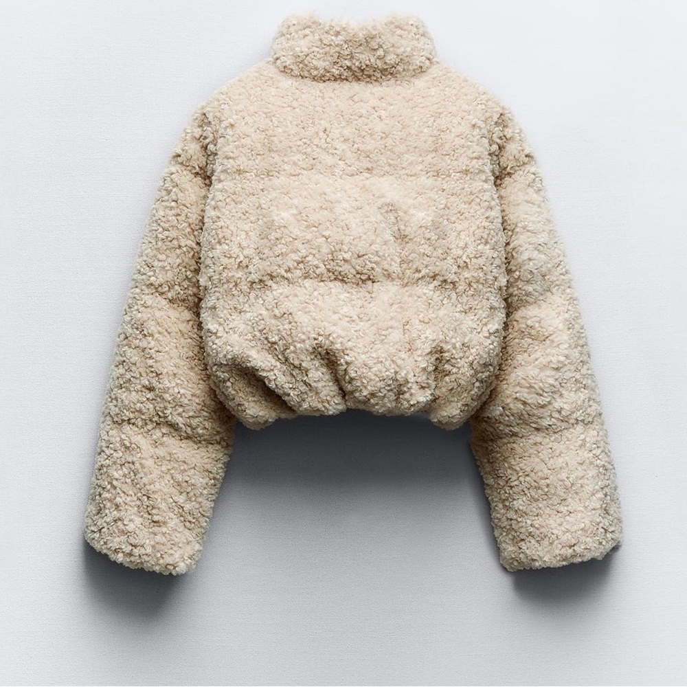 Zara NWT Women's Cream Teddy Coat Sherpa Jacket Bomber XS sold out - Picture 8 of 9